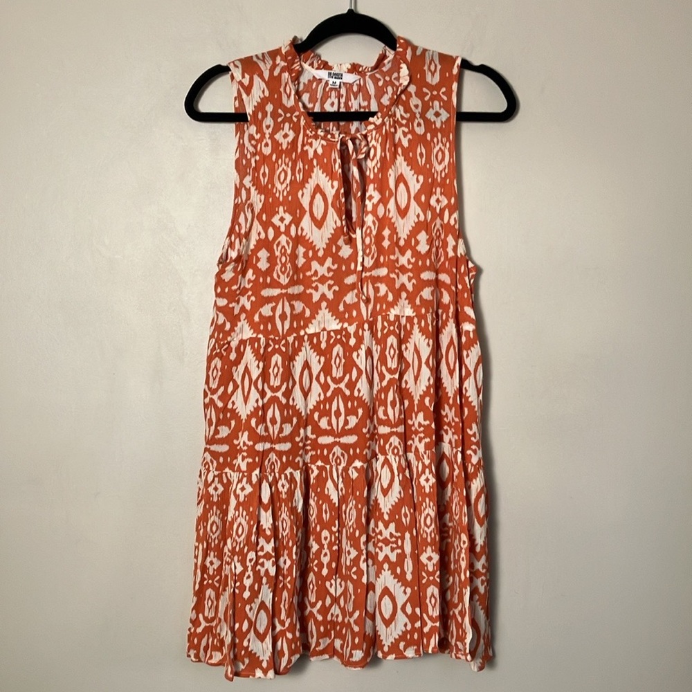BB Dakota Dress Sleeveless Orange boho print summer sundress women’s Size M